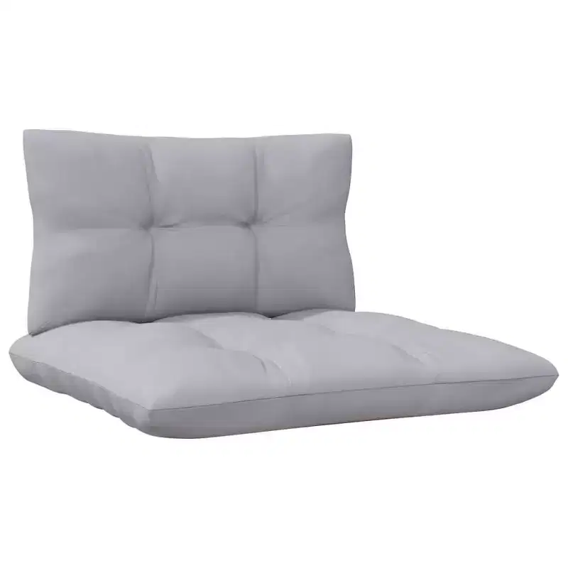 vidaXL Salon de jardin 4 pièces en pin massif avec coussins - Marron et gris