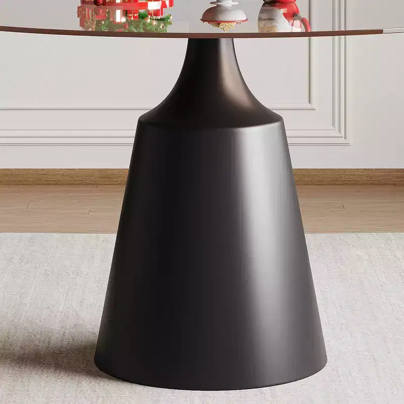Ensemble de salle à manger GDFStudio Zephyr moderne 5 pièces avec table ronde en verre trempé et chaises rembourrées en similicuir
