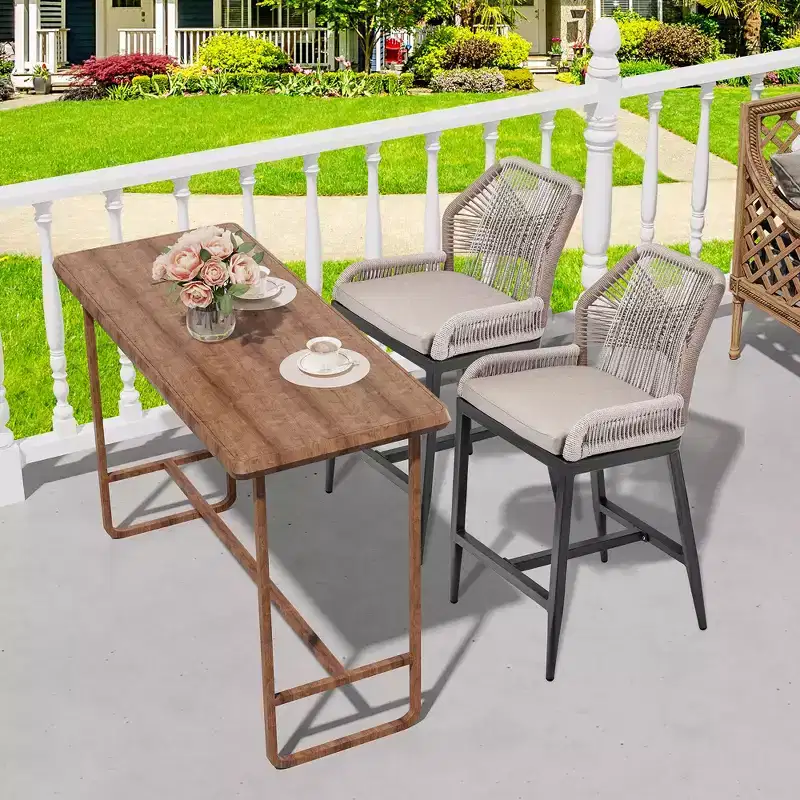 Tabourets de bar hauteur comptoir, lot de 2 - Tabourets de bar en rotin de 63 cm de haut, chaises de salle à manger avec dossier, tabourets de bar de patio modernes avec dossier et accoudoirs