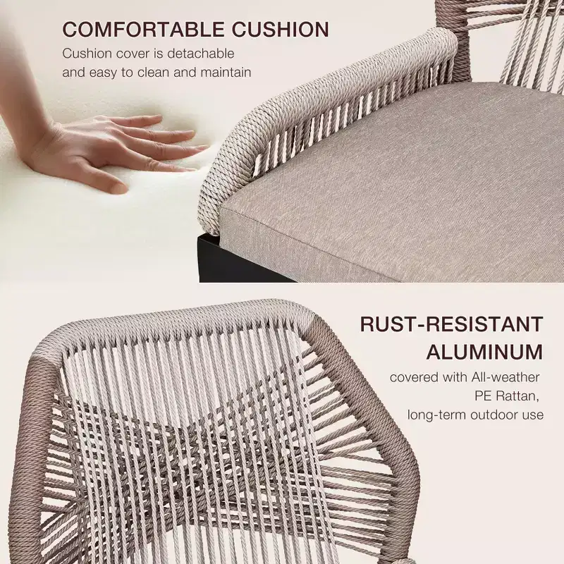 Tabourets de bar hauteur comptoir, lot de 2 - Tabourets de bar en rotin de 63 cm de haut, chaises de salle à manger avec dossier, tabourets de bar de patio modernes avec dossier et accoudoirs