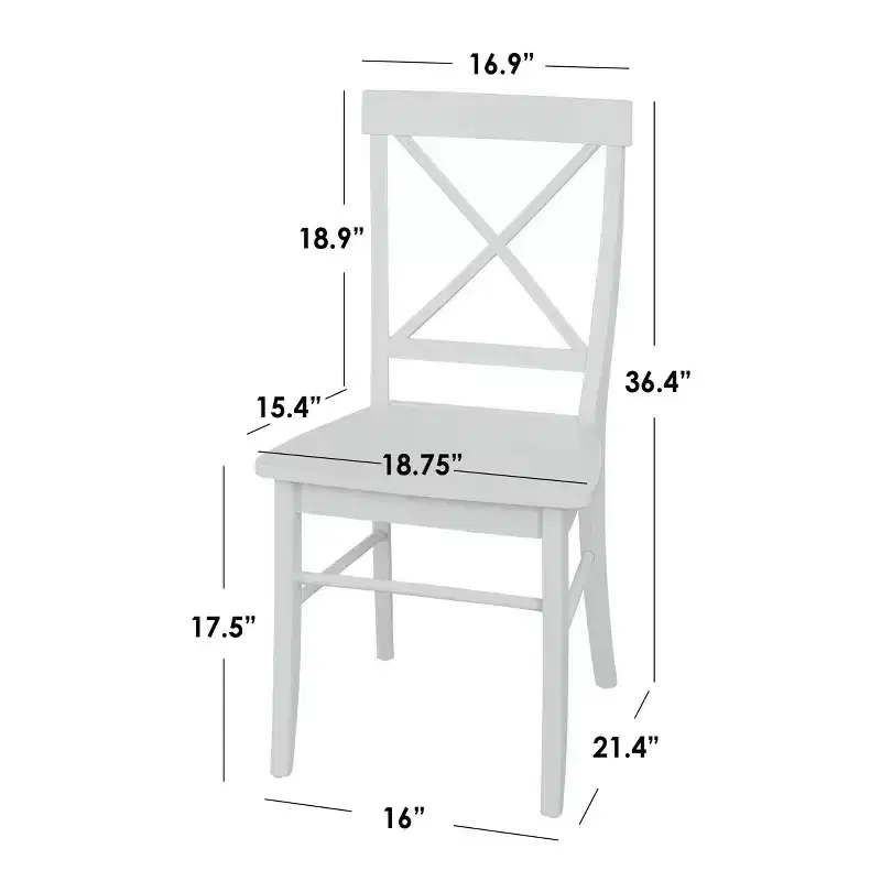 Buylateral – Ensemble repas 7 pièces Albury Cross Back blanc : Table rectangulaire moderne, 6 chaises en bois