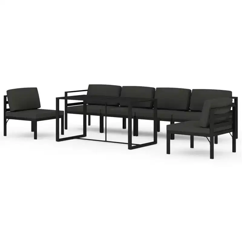 vidaXL Salon de jardin anthracite aluminium, 100% polyester, 7 pièces