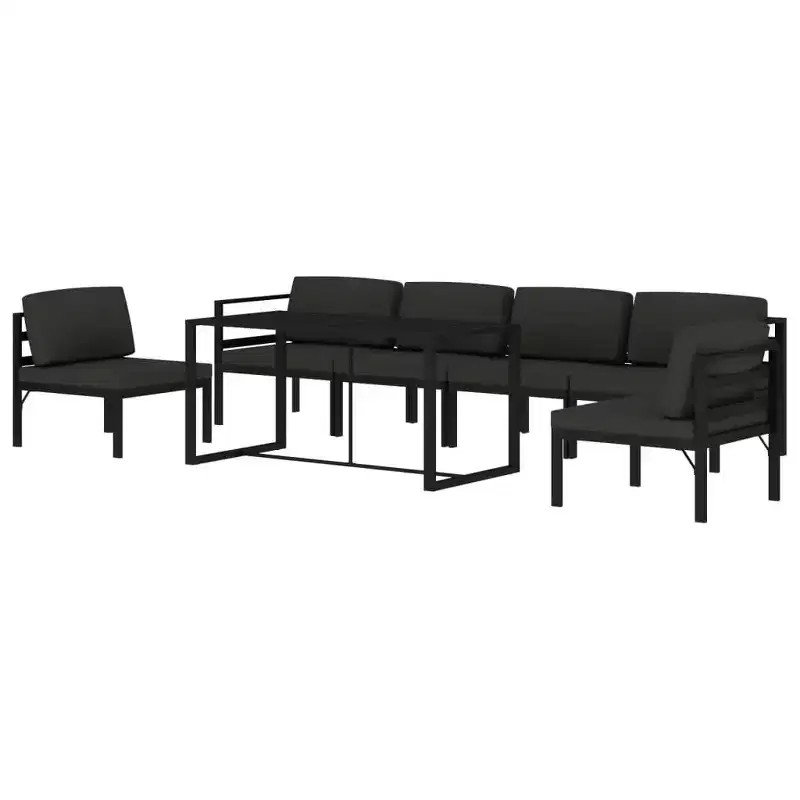vidaXL Salon de jardin anthracite aluminium, 100% polyester, 7 pièces