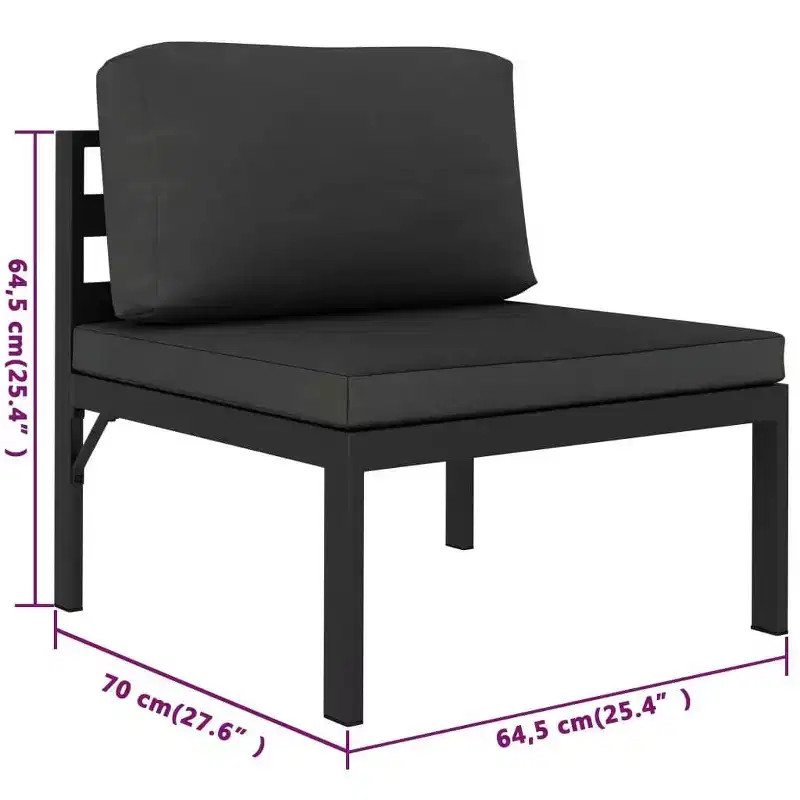 vidaXL Salon de jardin anthracite aluminium, 100% polyester, 7 pièces