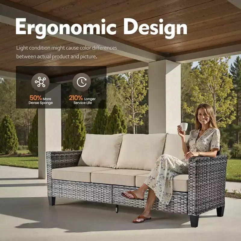 Ensemble de patio HOMLUX 6 pièces avec brasero en acier de 42 po, canapé 3 places, chaises simples et poufs