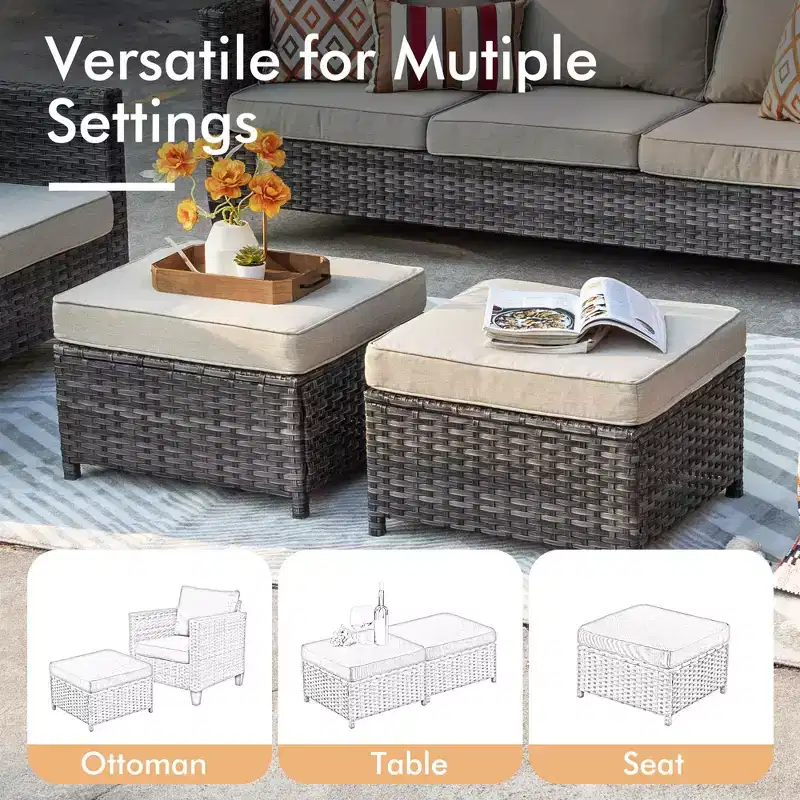 Ensemble de patio HOMLUX 6 pièces avec brasero en acier de 42 po, canapé 3 places, chaises simples et poufs