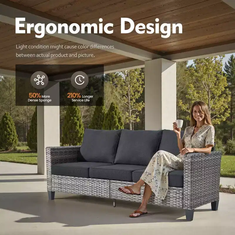 Ensemble de patio HOMLUX 6 pièces avec brasero en acier de 42 po, canapé 3 places, chaises simples et poufs
