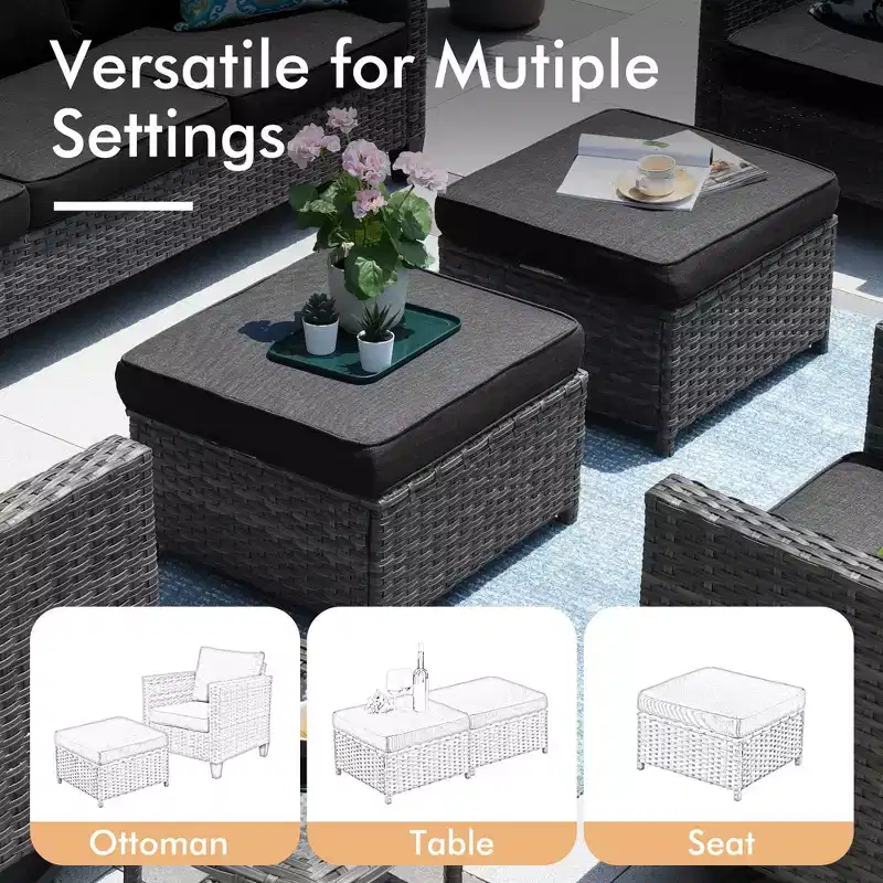 Ensemble de patio HOMLUX 6 pièces avec brasero en acier de 42 po, canapé 3 places, chaises simples et poufs