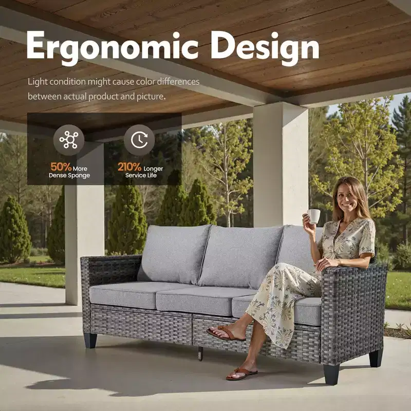 Ensemble de patio HOMLUX 6 pièces avec brasero en acier de 42 po, canapé 3 places, chaises simples et poufs