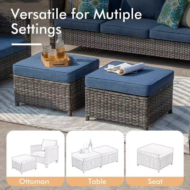 Ensemble de patio HOMLUX 6 pièces avec brasero en acier de 42 po, canapé 3 places, chaises simples et poufs