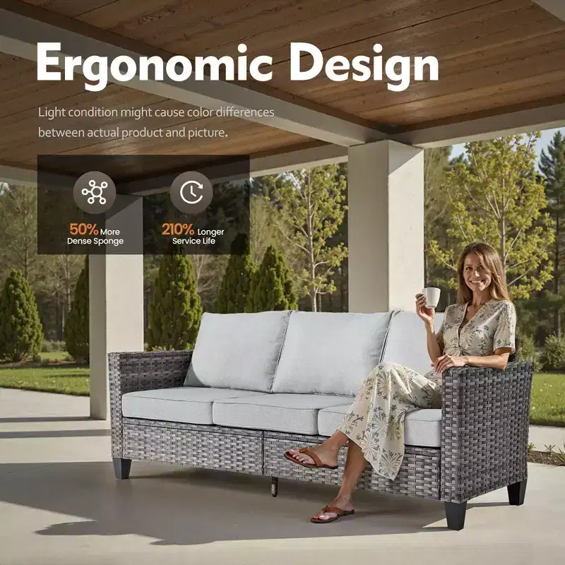 Ensemble de patio HOMLUX 6 pièces avec brasero en acier de 42 po, canapé 3 places, chaises simples et poufs