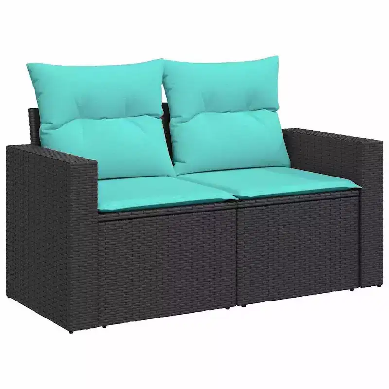 vidaXL Salon de jardin 11 pcs avec coussins Noir Résine tressée Acacia