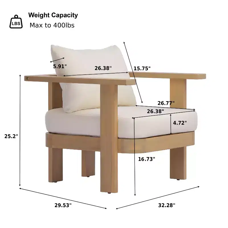 Christopher Knight Home Abena Ensemble de 4 fauteuils de terrasse modernes en bois d'acacia avec coussin et table basse à lattes