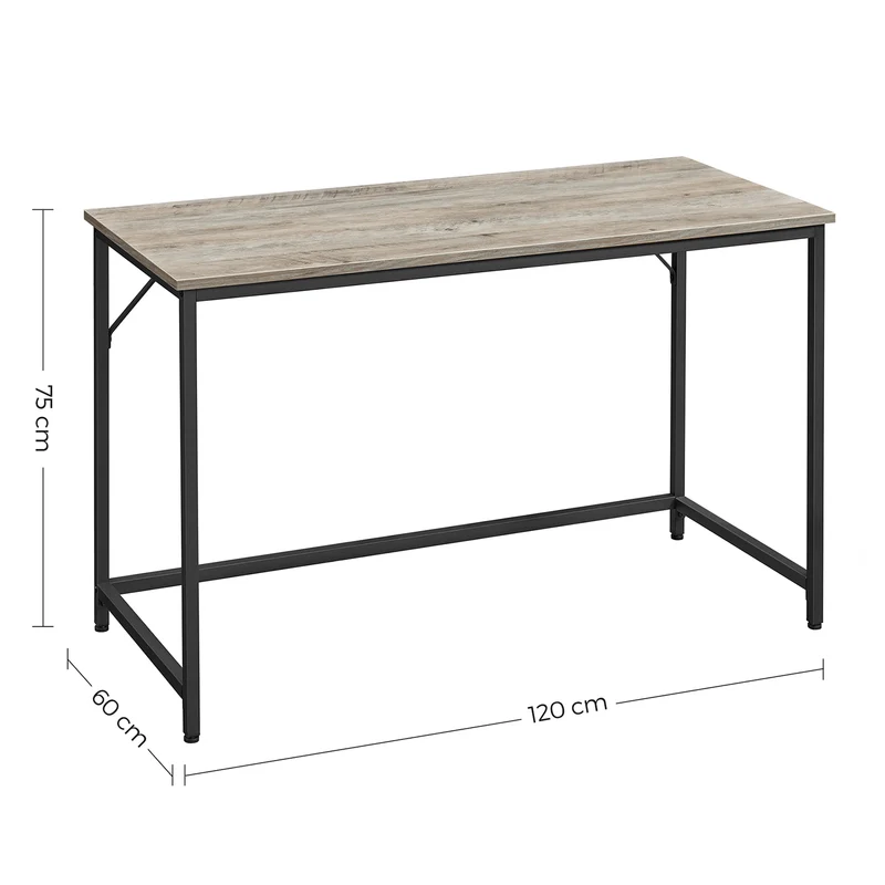 Bureau design industriel ergonomique 80 x 50 x 75 cm avec assemblage simple style contemporain en aggloméré grège 12_0010434