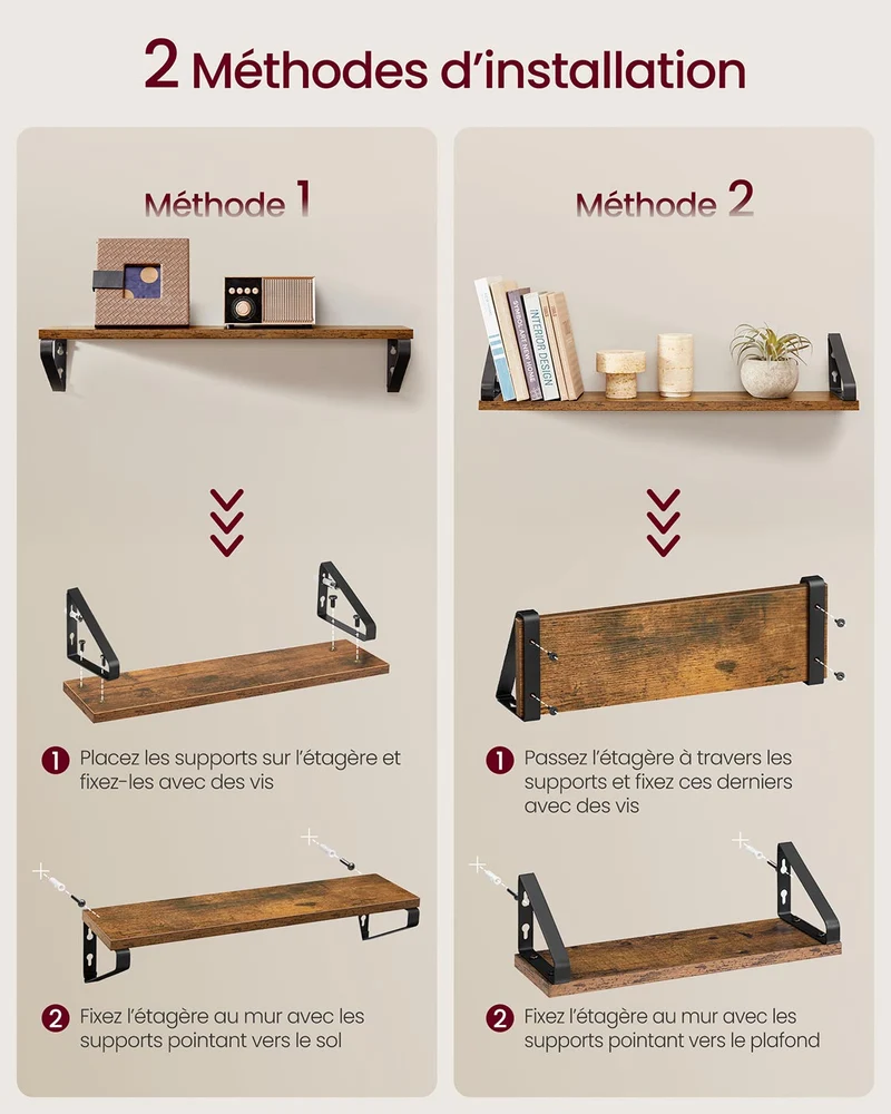 Lot de 3 étagères murales suspendues rangement modulable 12,7 x 60 x 11,2 cm en aggloméré noir 12_0012542