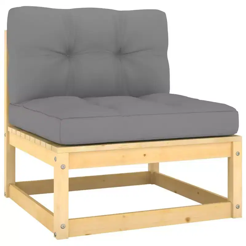 vidaXL Salon de jardin en pin avec coussins gris