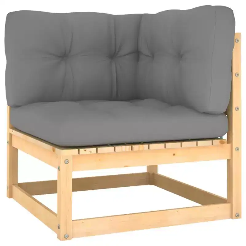 vidaXL Salon de jardin en pin avec coussins gris