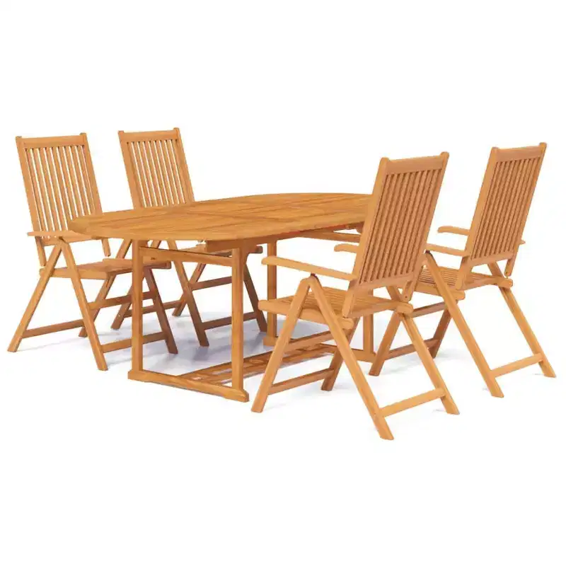 vidaXL Salon de jardin en bois naturel, acacia massif, grande table extensible