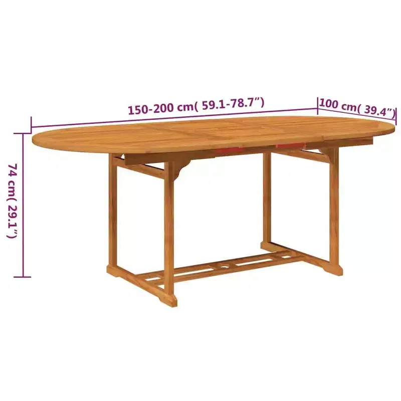 vidaXL Salon de jardin en bois naturel, acacia massif, grande table extensible