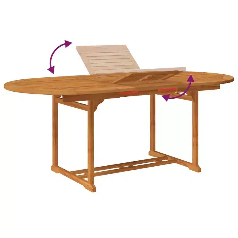 vidaXL Salon de jardin en bois naturel, acacia massif, grande table extensible
