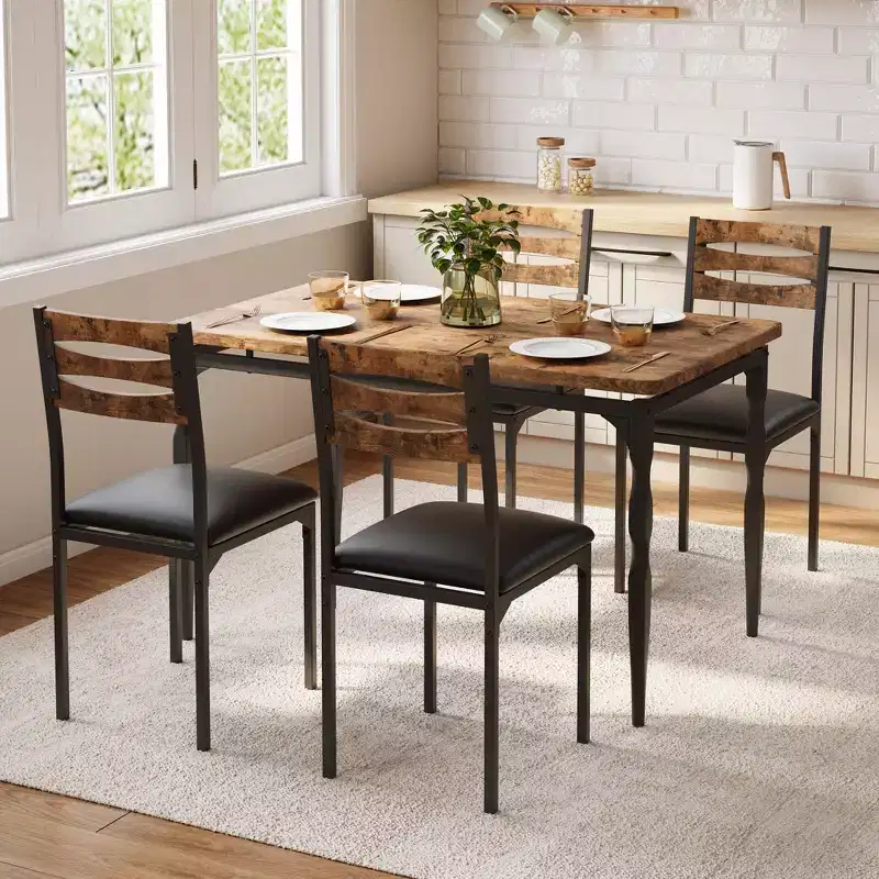 Ensemble table à manger pour 4, pieds de table en spirale, sièges ergonomiques confortables, ensemble table de bar, pour petits espaces, cuisine, appartement