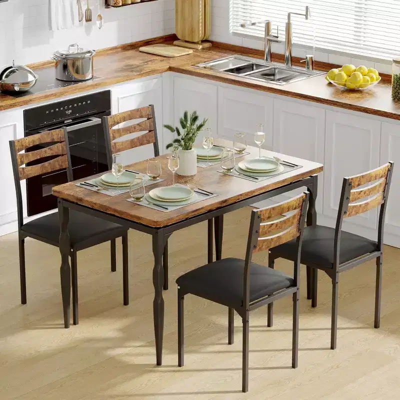 Ensemble table à manger pour 4, pieds de table en spirale, sièges ergonomiques confortables, ensemble table de bar, pour petits espaces, cuisine, appartement