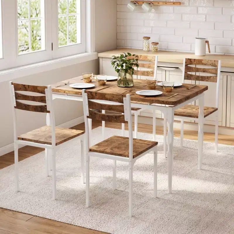 Ensemble table à manger pour 4, pieds de table en spirale, sièges ergonomiques confortables, ensemble table de bar, pour petits espaces, cuisine, appartement