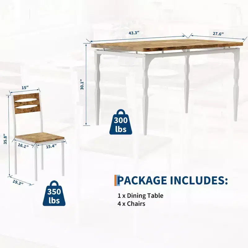 Ensemble table à manger pour 4, pieds de table en spirale, sièges ergonomiques confortables, ensemble table de bar, pour petits espaces, cuisine, appartement