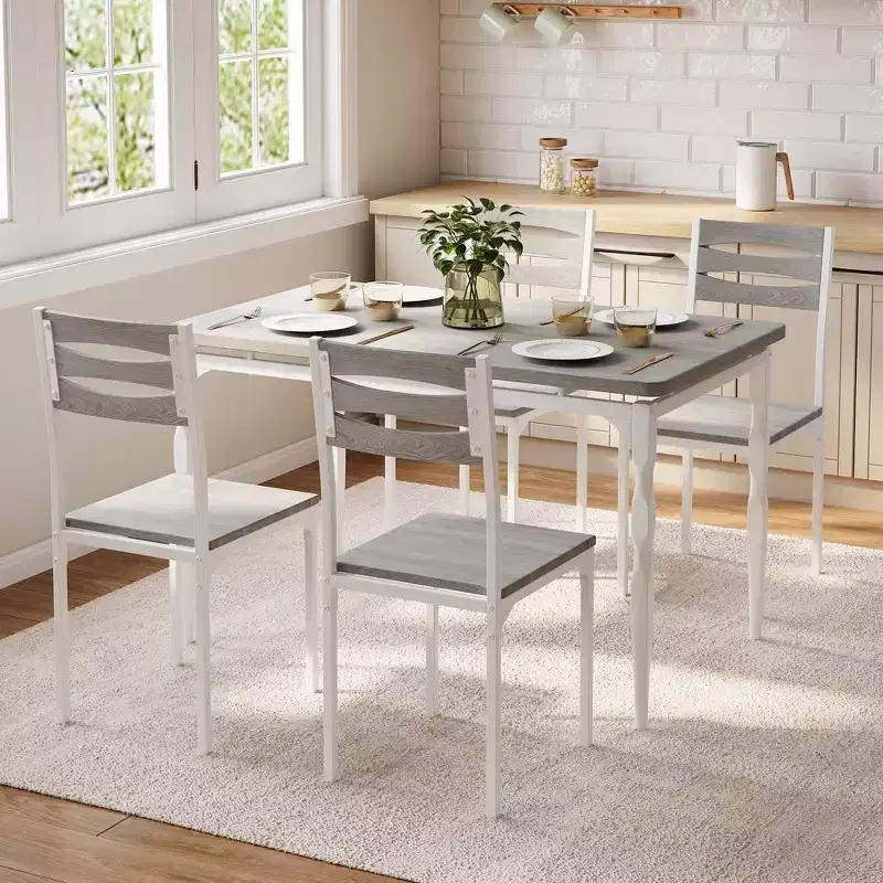 Ensemble table à manger pour 4, pieds de table en spirale, sièges ergonomiques confortables, ensemble table de bar, pour petits espaces, cuisine, appartement