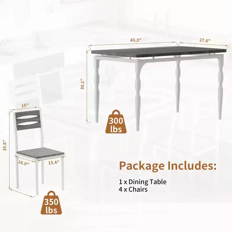 Ensemble table à manger pour 4, pieds de table en spirale, sièges ergonomiques confortables, ensemble table de bar, pour petits espaces, cuisine, appartement