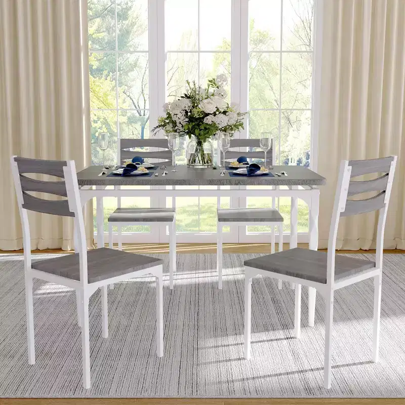 Ensemble table à manger pour 4, pieds de table en spirale, sièges ergonomiques confortables, ensemble table de bar, pour petits espaces, cuisine, appartement
