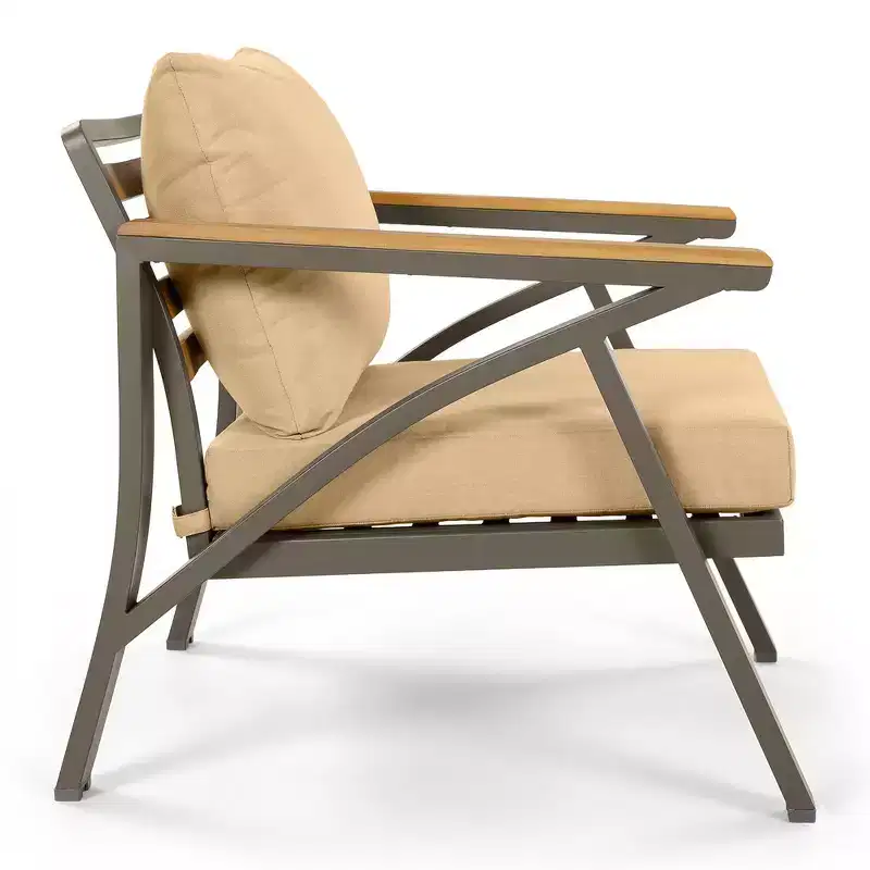 Ensemble de canapé d'angle 6 pièces Whisen pour patio, salon de jardin avec canapé 3 places, 2 fauteuils, 2 poufs, table basse