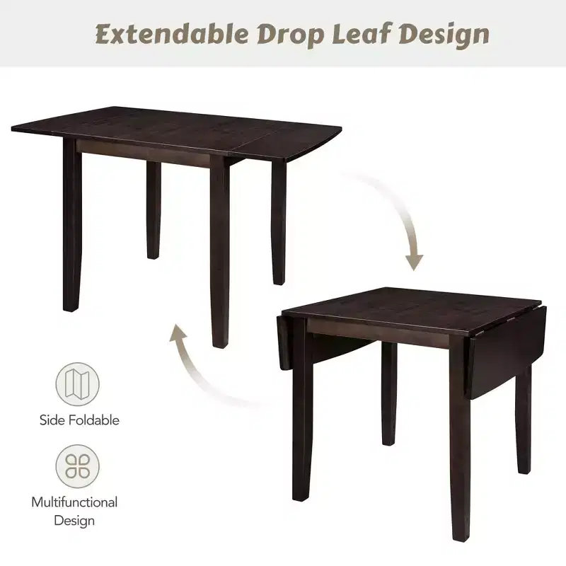 GDFStudio Torquil Ensemble repas 3 pièces en bois d'hévéa avec table pliante et 2 chaises à dossier en croix
