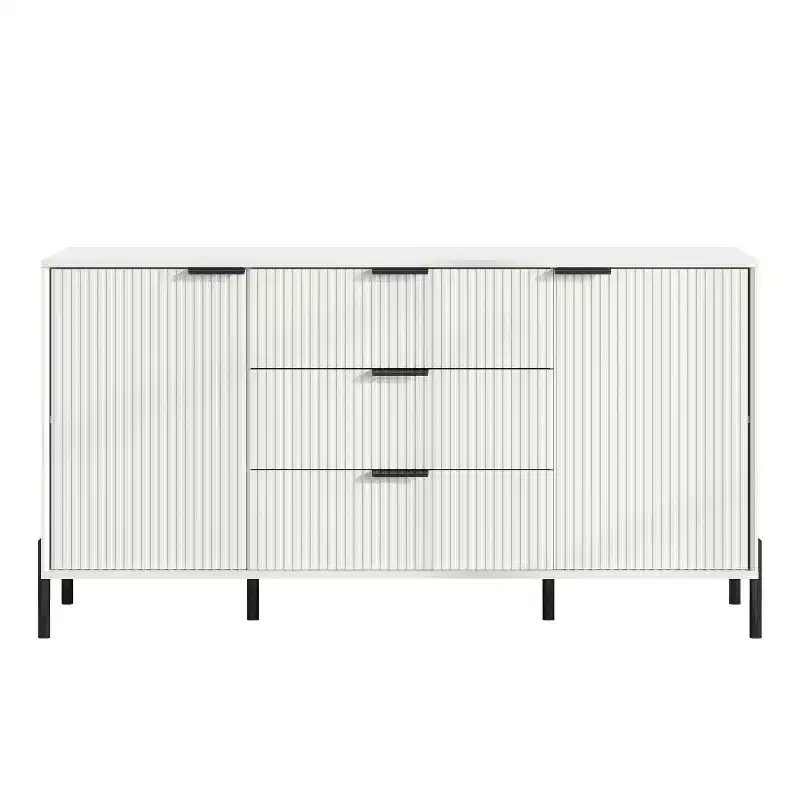 Festivo Ensemble Moderne de Chambre Élegante 4 pièces avec Commode, Coiffeuse et 2 Tables de Chevet Blanc cassé