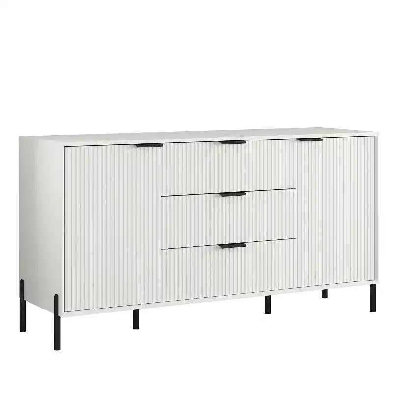 Festivo Ensemble Moderne de Chambre Élegante 4 pièces avec Commode, Coiffeuse et 2 Tables de Chevet Blanc cassé