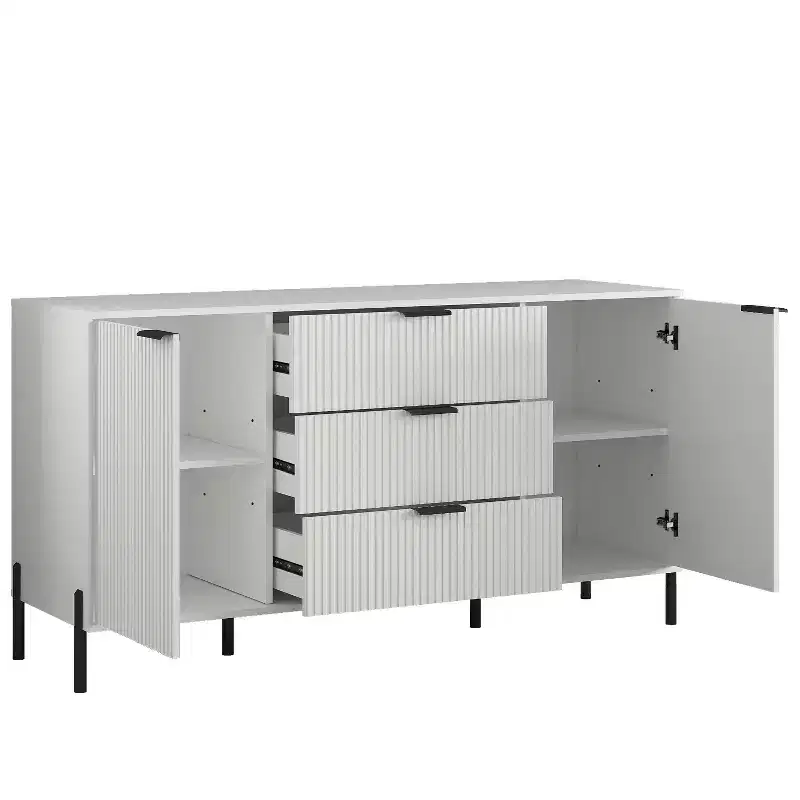 Festivo Ensemble Moderne de Chambre Élegante 4 pièces avec Commode, Coiffeuse et 2 Tables de Chevet Blanc cassé