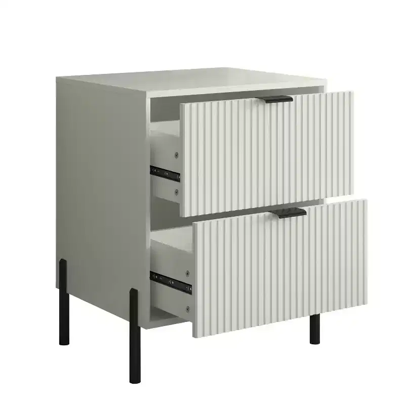 Festivo Ensemble Moderne de Chambre Élegante 4 pièces avec Commode, Coiffeuse et 2 Tables de Chevet Blanc cassé