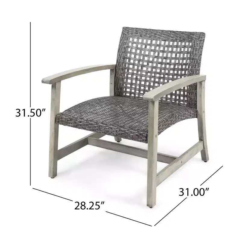 Ensemble de 5 pièces GDFStudio Jennings en bois d'acacia et osier pour salon de jardin et foyer