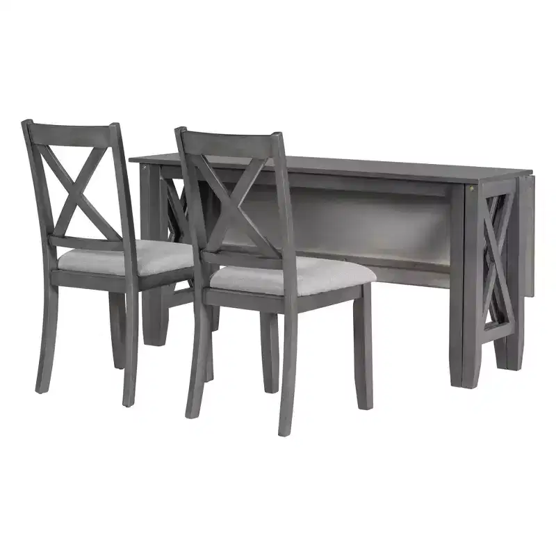 Ensemble de salle à manger pliable Whisen 6 pièces avec 4 chaises et un banc