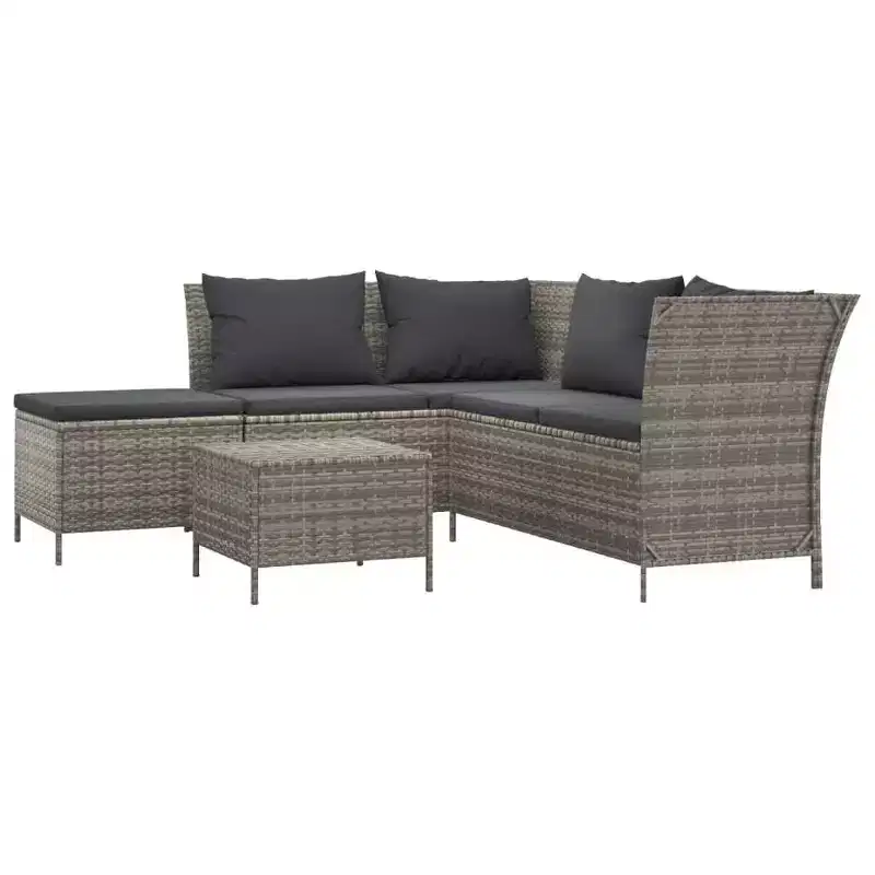vidaXL Salon de jardin avec coussins en résine tressée 3/4 pièces