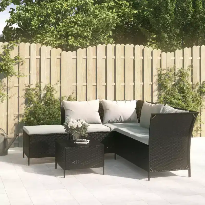 vidaXL Salon de jardin avec coussins en résine tressée 3/4 pièces