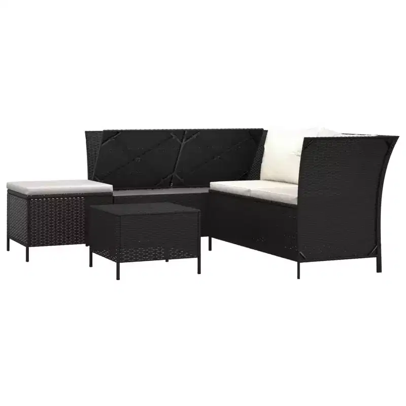 vidaXL Salon de jardin avec coussins en résine tressée 3/4 pièces