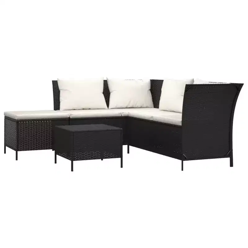 vidaXL Salon de jardin avec coussins en résine tressée 3/4 pièces