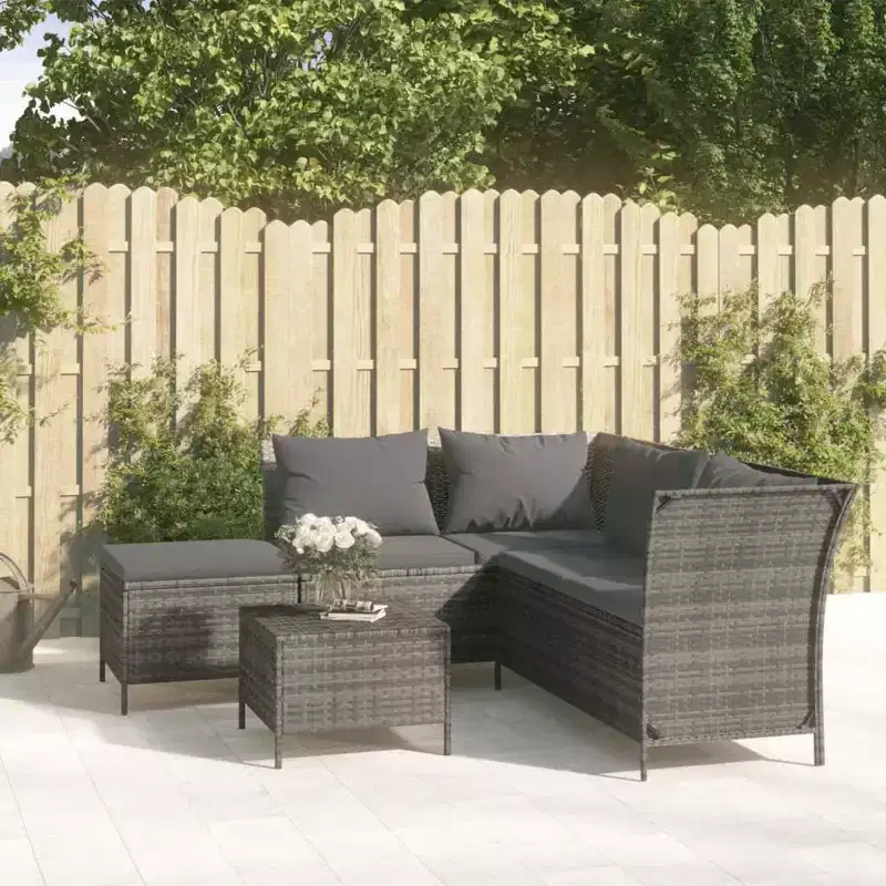 vidaXL Salon de jardin avec coussins en résine tressée 3/4 pièces
