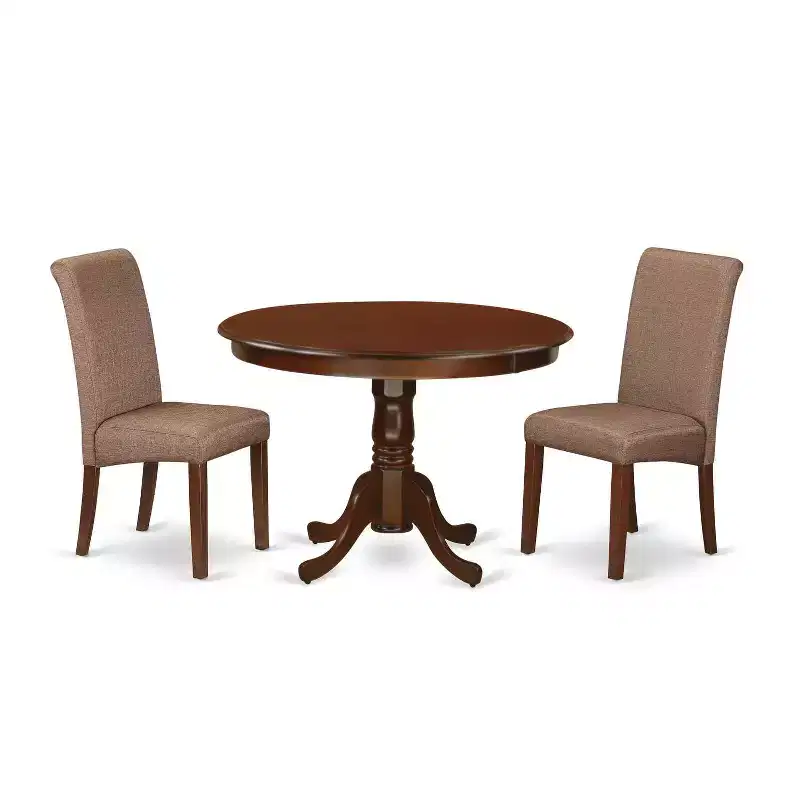 Ensemble table à manger ronde 3 pièces avec petites chaises en lin - HomeStock