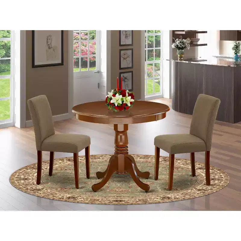 Ensemble de salle à manger rond 3 pièces HomeStock Modern en acajou