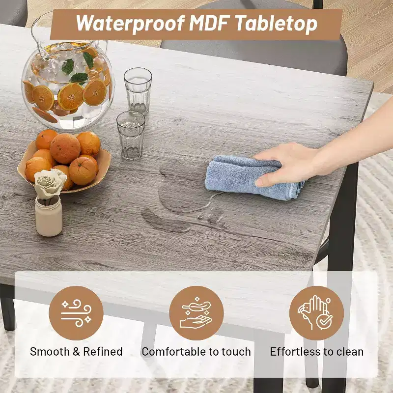 Ensemble de salle à manger Zevemomo pour 4, ensemble de table de bar 5 pièces, table haute de hauteur de comptoir avec 4 tabourets rembourrés en PU, pour petit espace, gris