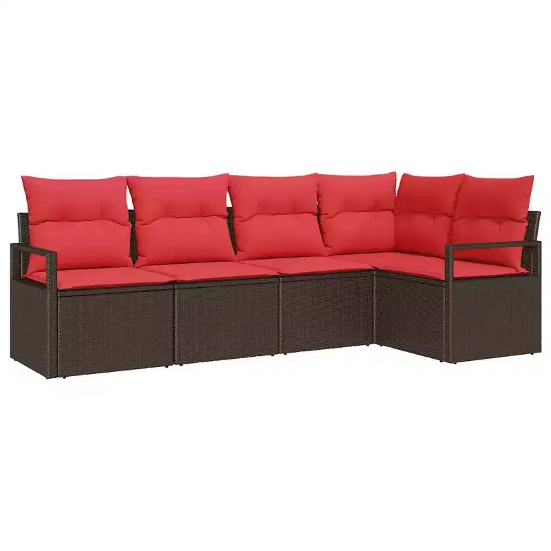 vidaXL Salon de jardin 5 pcs Marron Résine tressée