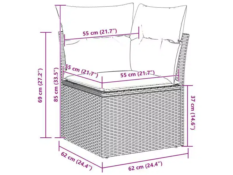 vidaXL Salon de jardin 5 pcs Marron Résine tressée