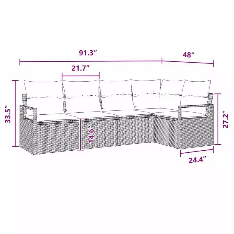 vidaXL Salon de jardin 5 pcs Marron Résine tressée
